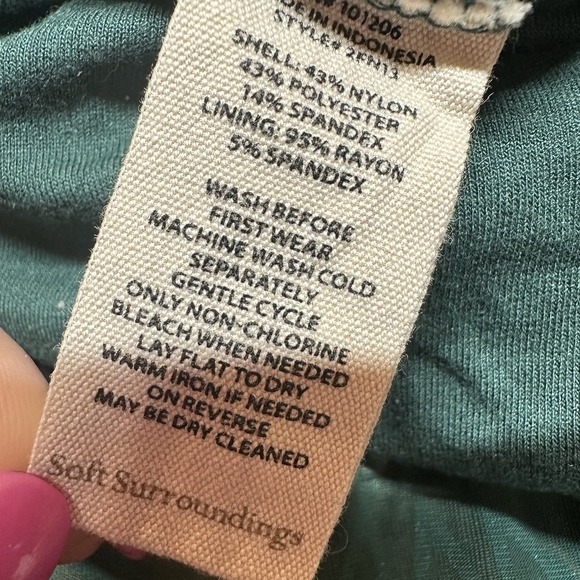 Soft Surroundings Walden Velvet Burnout Mock Neck Evergreen‎ Shirt Women's M $89 - Picture 9 of 10